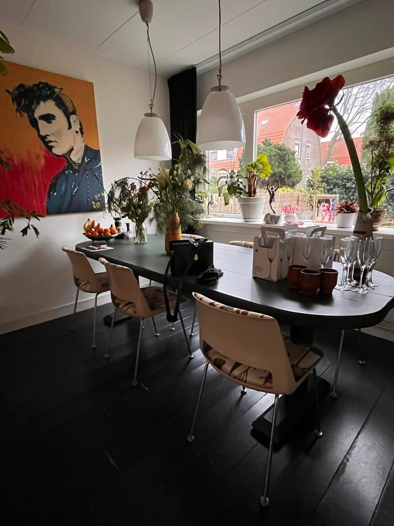 Houten eettafel - Mat donkergroen - 250x93x77 cm, Huis en Inrichting, Tafels | Eettafels, Ophalen, Gebruikt, 200 cm of meer, 50 tot 100 cm