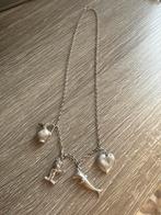 Echt zilveren bedel ketting met diverse bedels, Ophalen, Gebruikt, Zilver, Met hanger