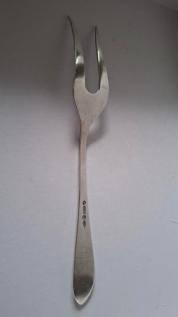 Antieke verzilverde vleesvork P. Gero 90, Antiek en Kunst, Antiek | Bestek, Ophalen of Verzenden