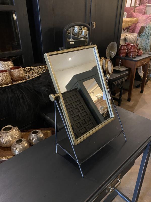 Kantelspiegel, spiegeltje, make-up spiegel zwart goud VdlM, Huis en Inrichting, Woonaccessoires | Spiegels, Nieuw, Minder dan 50 cm