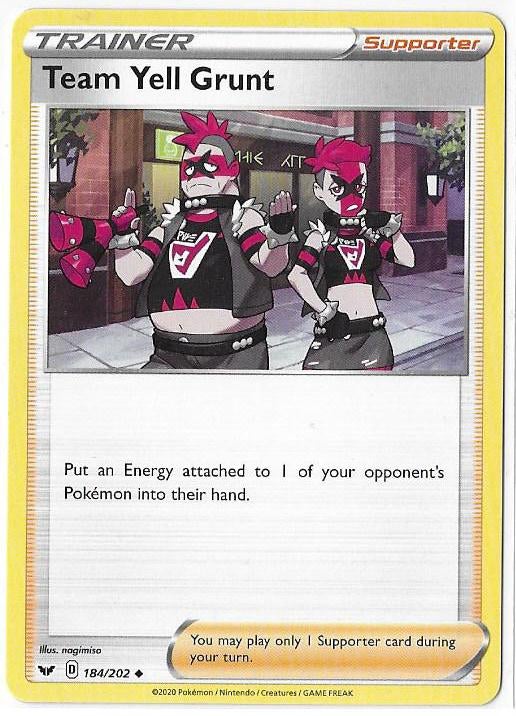 Sword & Shield,  Team Yell Grunt [uncommon] 184/202, Ophalen of Verzenden, Nieuw, Losse kaart