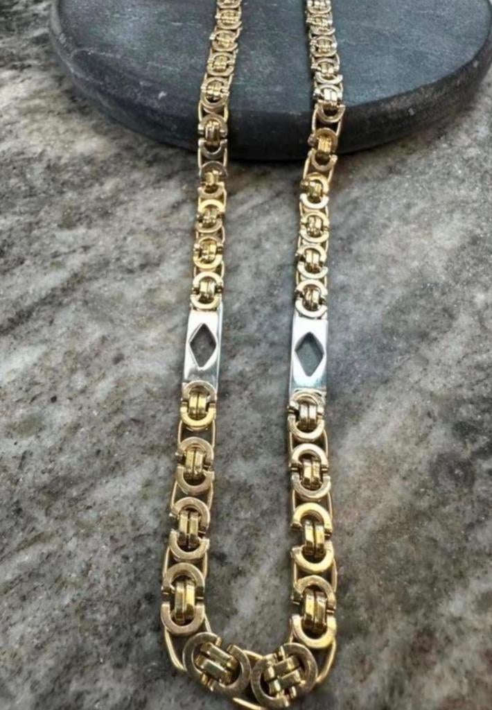 gouden bicolour koningsketting 14kt 40gram massief 68cm 6mm, Sieraden, Tassen en Uiterlijk, Kettingen, Ophalen of Verzenden, Zo goed als nieuw