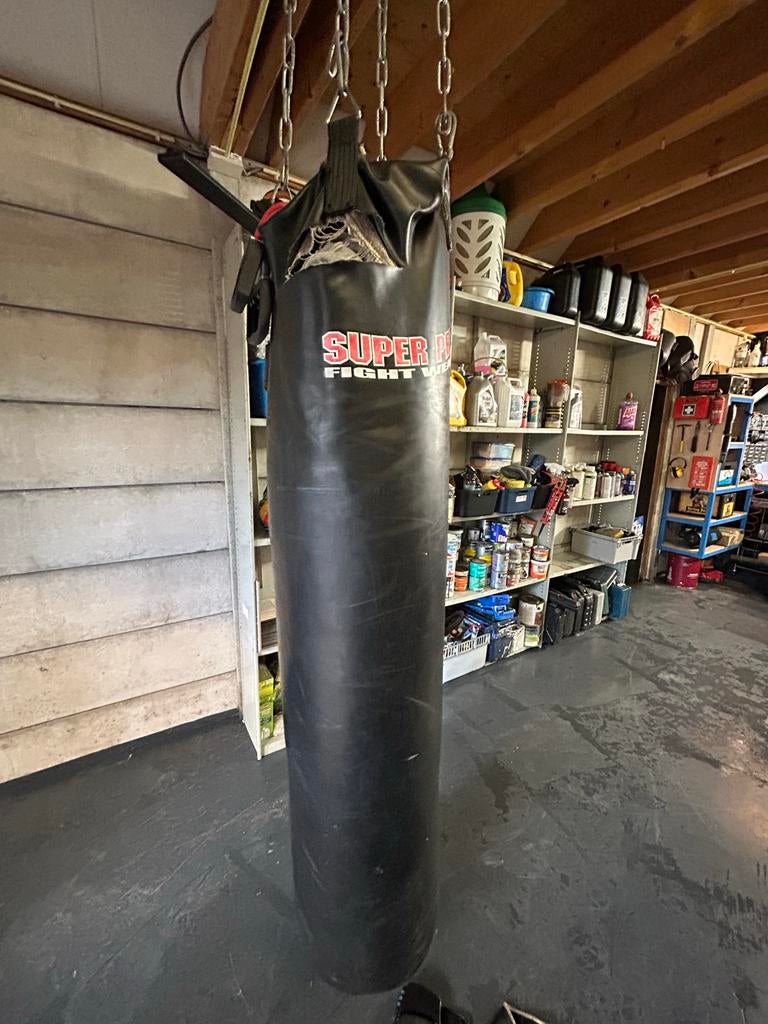 Bokszak met wat werk en handschoenen, Sport en Fitness, Boksen, Ophalen, Gebruikt, Bokszak