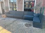 Comfortabele Tuinbank met Kussens - Zwart Wicker, Tuin en Terras, Tuinsets en Loungesets, Ophalen, Gebruikt, Meer dan 8 zitplaatsen