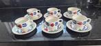 Set van 6 Boch BOERENBONT koffiekopjes met schotels, Ophalen of Verzenden