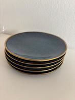5 x Xenos Gebaksbordje gouden rand - donkerblauw - ø15 cm, Ophalen, Nieuw, Overige stijlen, Kop(pen) en/of Schotel(s)