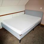 Gestoffeerd bed Ikea Slattum 140x200 met lattenbodem, grijs, Ophalen, Gebruikt, Tweepersoons, 140 cm