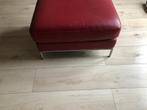 Leren poef / voetenbank, Vierkant, Leer, Ophalen of Verzenden, Zo goed als nieuw