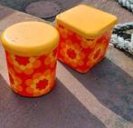 Vintage Blikken Set - Massilly France bloemen oranje, Verzamelen, Ophalen of Verzenden, Gebruikt, Overige, Overige merken