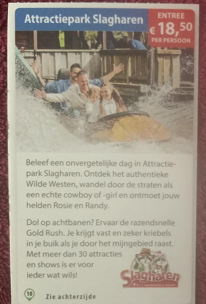 Attractiepark Slagharen Voordeelbon, Drie personen of meer, Kortingskaart