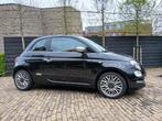 Fiat 500 Twinair Turbo 80pk 2016 Zwart met leer, Auto's, Voorwielaandrijving, 31 €/maand, Overige kleuren, Handgeschakeld