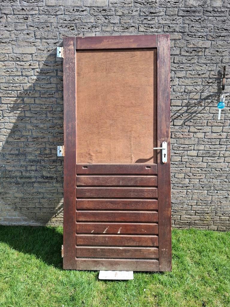 Hardhouten buitendeur, Doe-het-zelf en Verbouw, Deuren en Horren, Ophalen, Gebruikt, 80 tot 100 cm, Buitendeur
