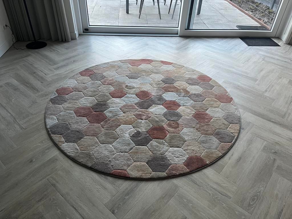 Vloerkleed rond 2 meter doorsnee, Gebruikt, 150 tot 200 cm, Rond, Ophalen of Verzenden