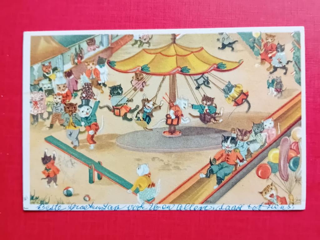 Ansichtkaart Aangeklede Katten, Ophalen of Verzenden, Overige thema's