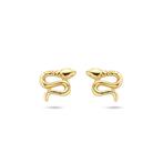 Gouden oorknopjes Slang (5.5 x 4.5mm) - 14 karaat goud, Nieuw, Ophalen of Verzenden, Knopjes of Stekers, Goud