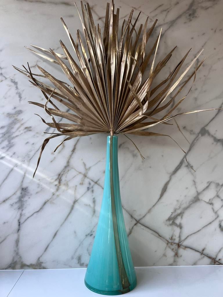 MURANO GLAS GROTE GLAZEN VAAS INCLUSIEF GOUDEN PAML BLAD, Huis en Inrichting, Woonaccessoires | Vazen, Overige kleuren, Ophalen of Verzenden