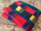 Deken - wol - rood/groen/blauw/geel - geblokt, Ophalen of Verzenden