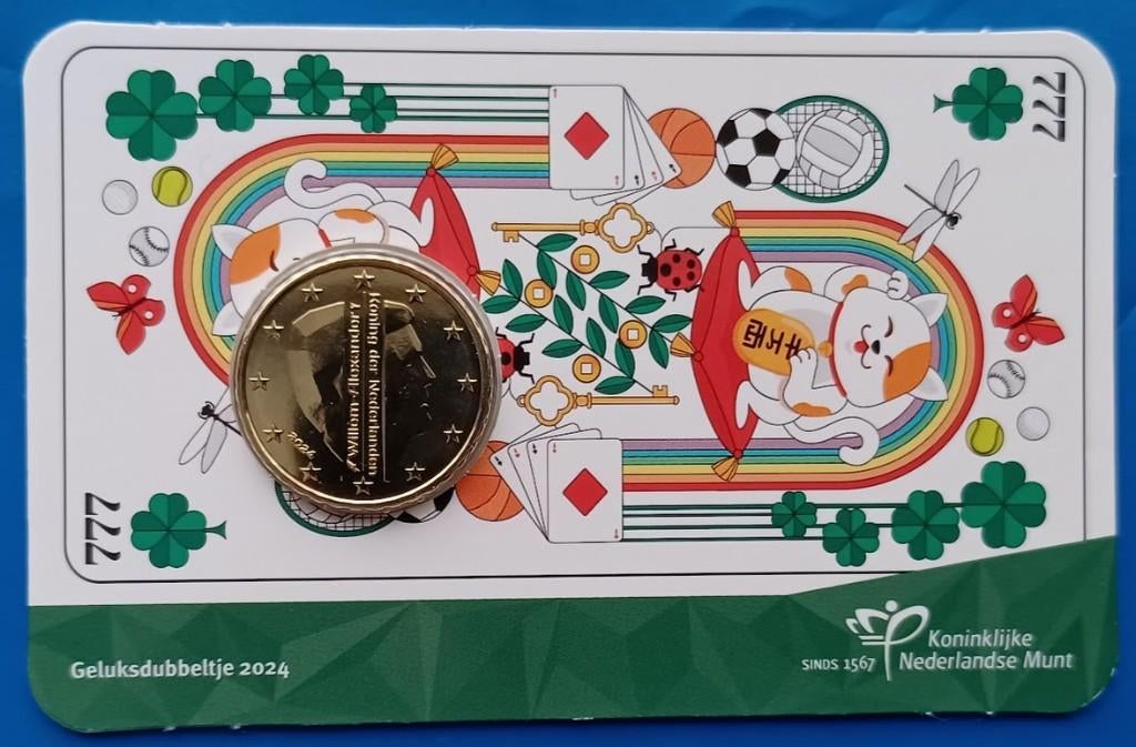 Geluksdubbeltje 2024 in coincard, Verzenden, Koningin Beatrix, Euro's, Setje