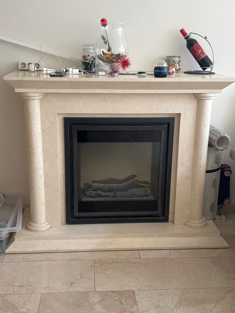 Faber elektrische haard met marmeren schouw, Ophalen of Verzenden, Gebruikt, Inbouwhaard, Elektrische haard
