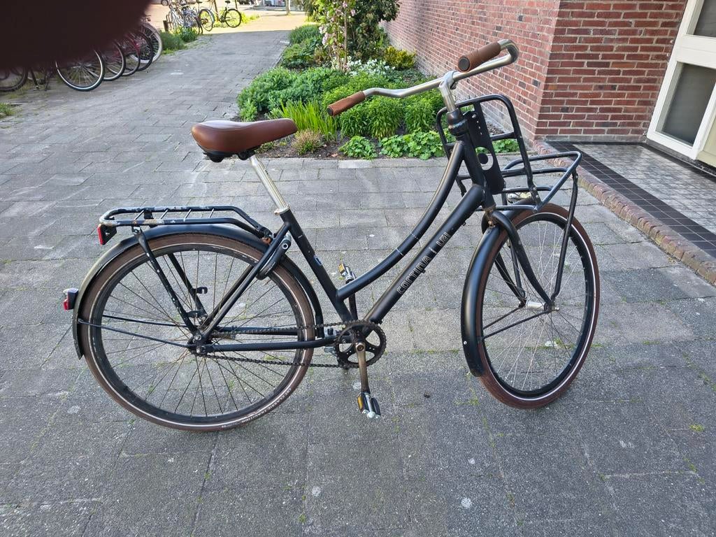 Prima Cortina damesfiets met voordrager - Zwart, Overige merken, Gebruikt, Versnellingen, Ophalen of Verzenden