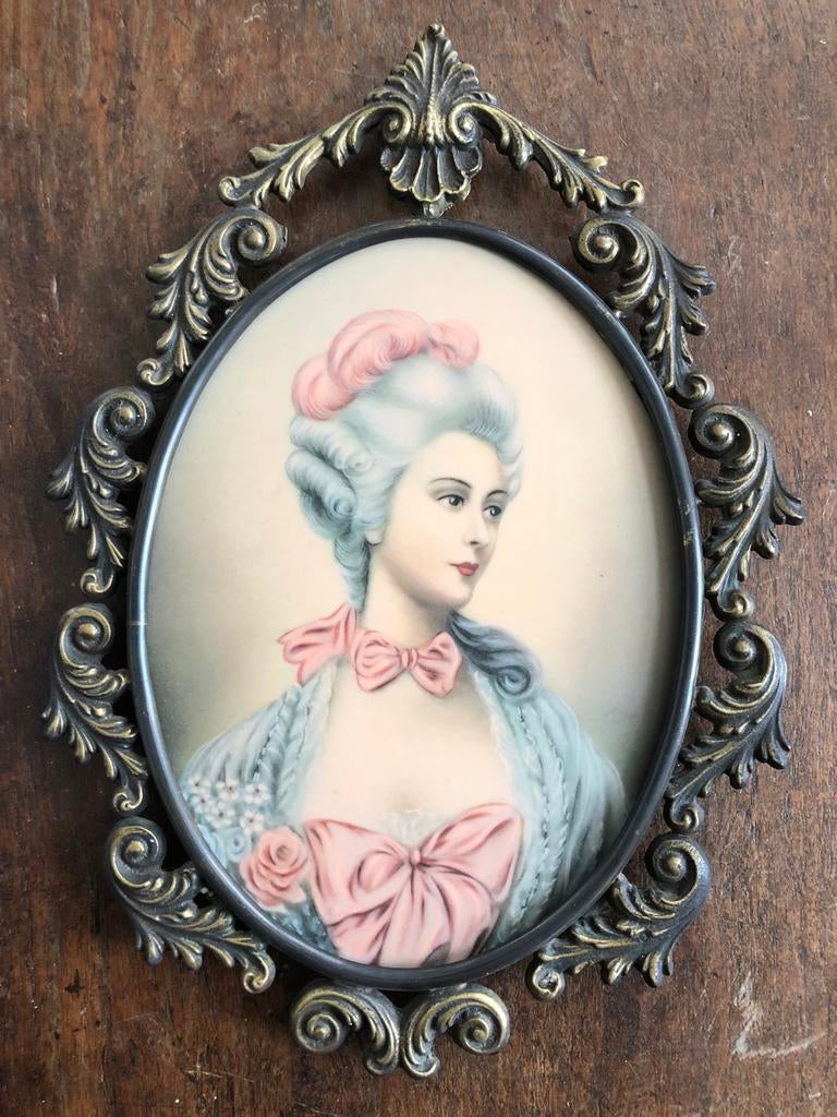 Mooi portret van dame in rococostijl, Antiek en Kunst, Ophalen of Verzenden