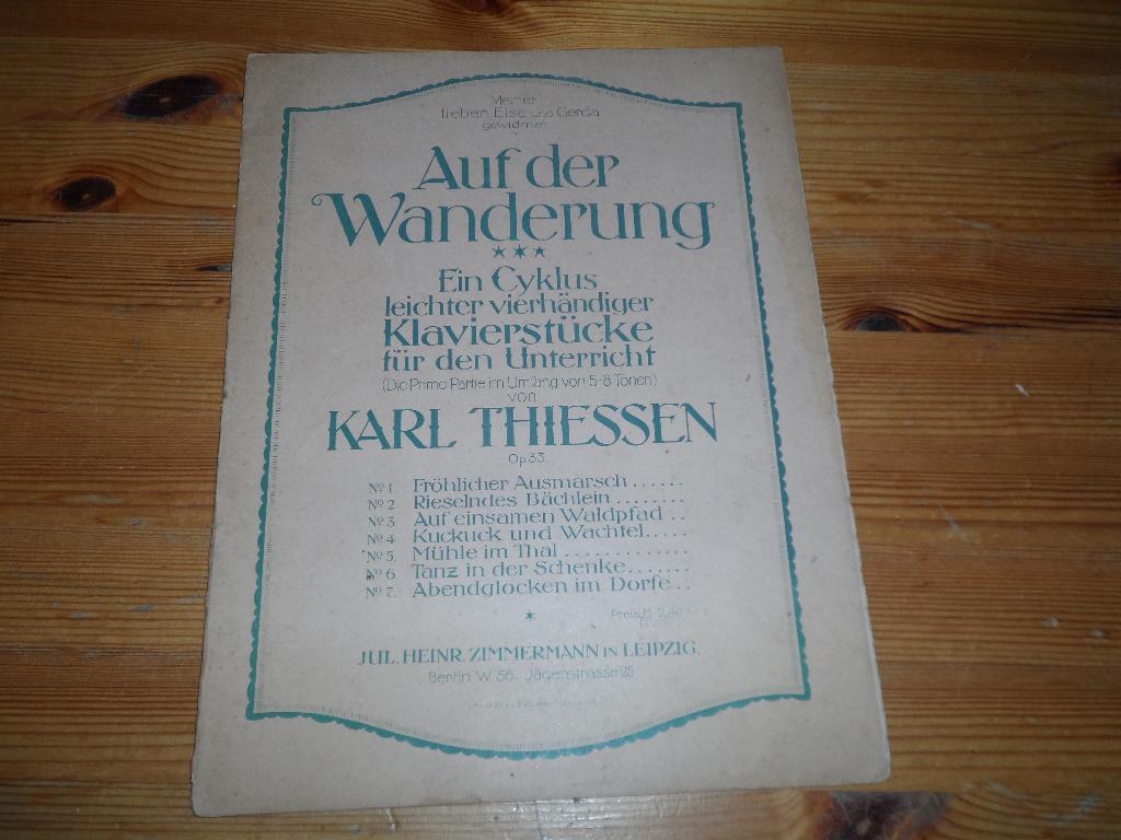 Karl thiessen - auf der wanderung - 4 handen, Gebruikt, Ophalen of Verzenden, Artiest of Componist, Piano