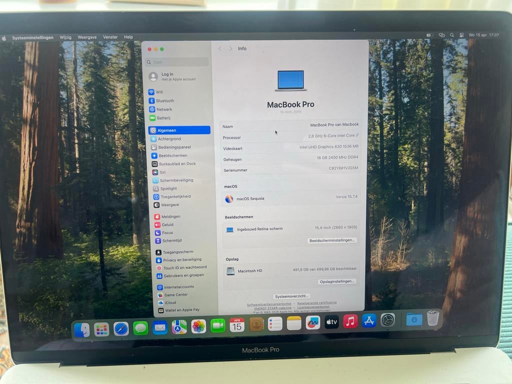 MacBook Pro 2018, 15-inch, Computers en Software, Apple Macbooks, MacBook Pro, Gebruikt, 2 tot 3 Ghz, 512 GB