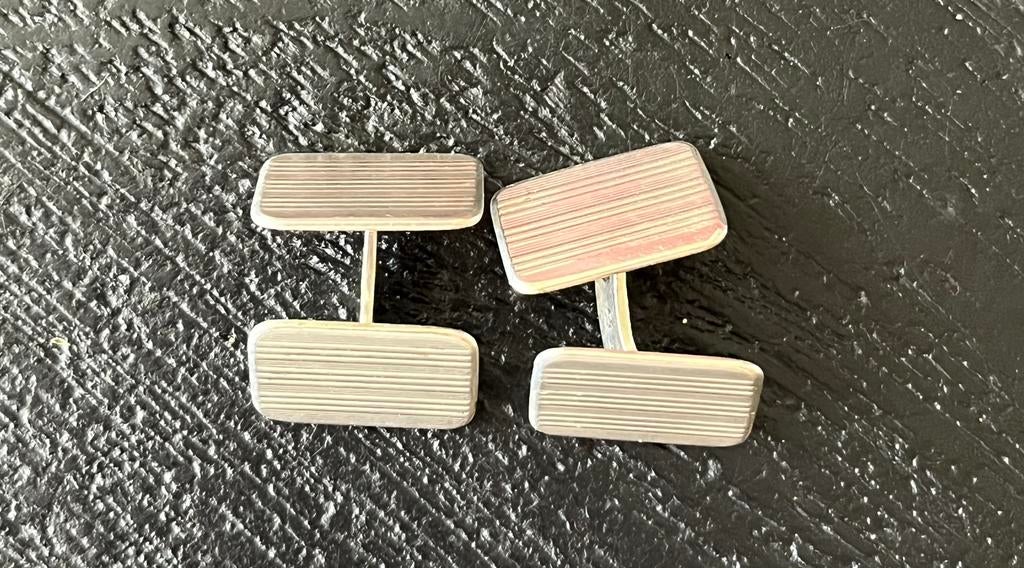 Zilveren MANCHETKNOPEN NR 2, Verzenden, Zo goed als nieuw, Zilver