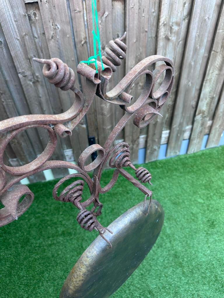 Decoratieve metalen gong met standaard, Ophalen of Verzenden