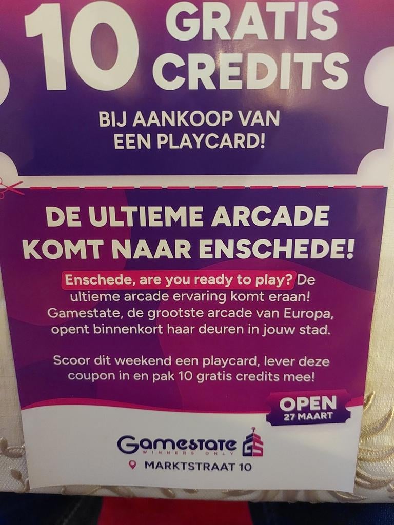 10 gratis credits bij Gamestate Enschede