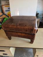 Retro leren  poef voetenbankje, Ophalen of Verzenden, Minder dan 50 cm, Minder dan 50 cm