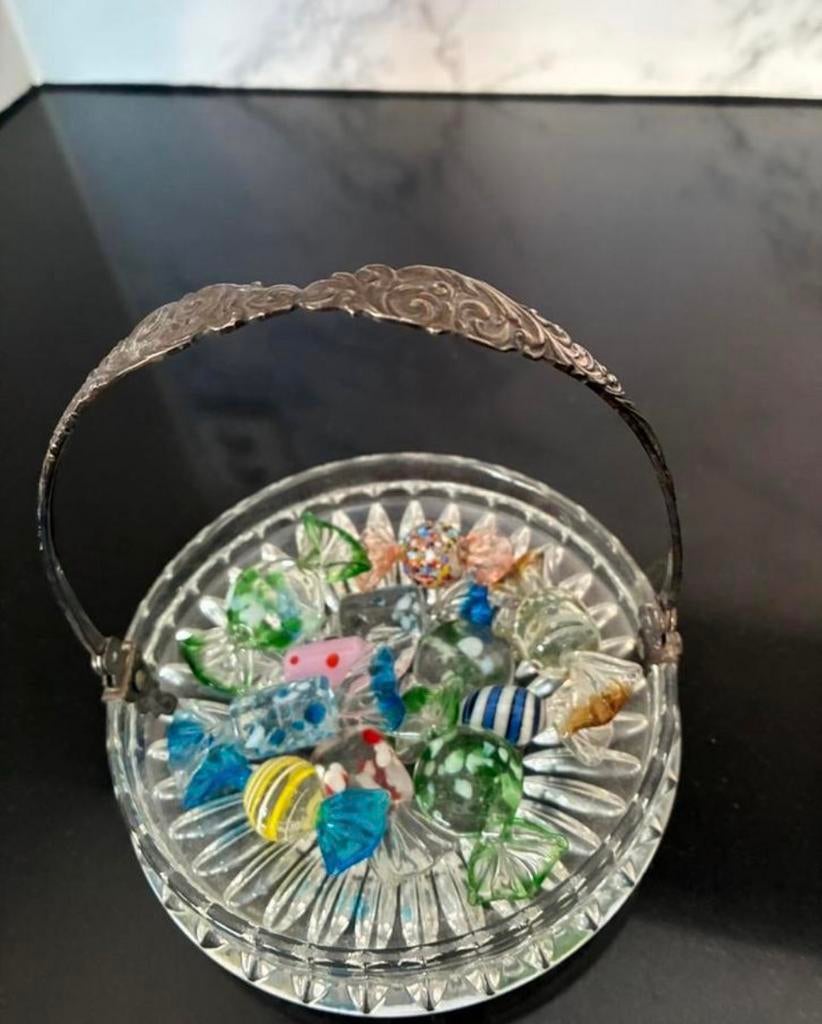 Murano snoepjes in glazen bonbonniere, Ophalen of Verzenden