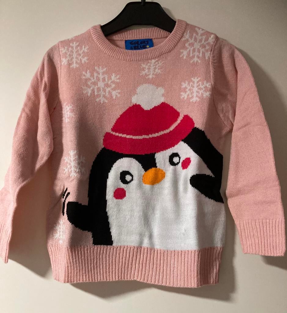 Roze trui met pinguïn, kersttrui maat 98/104 nieuw, Ophalen of Verzenden, Nieuw, Meisje, Trui of Vest