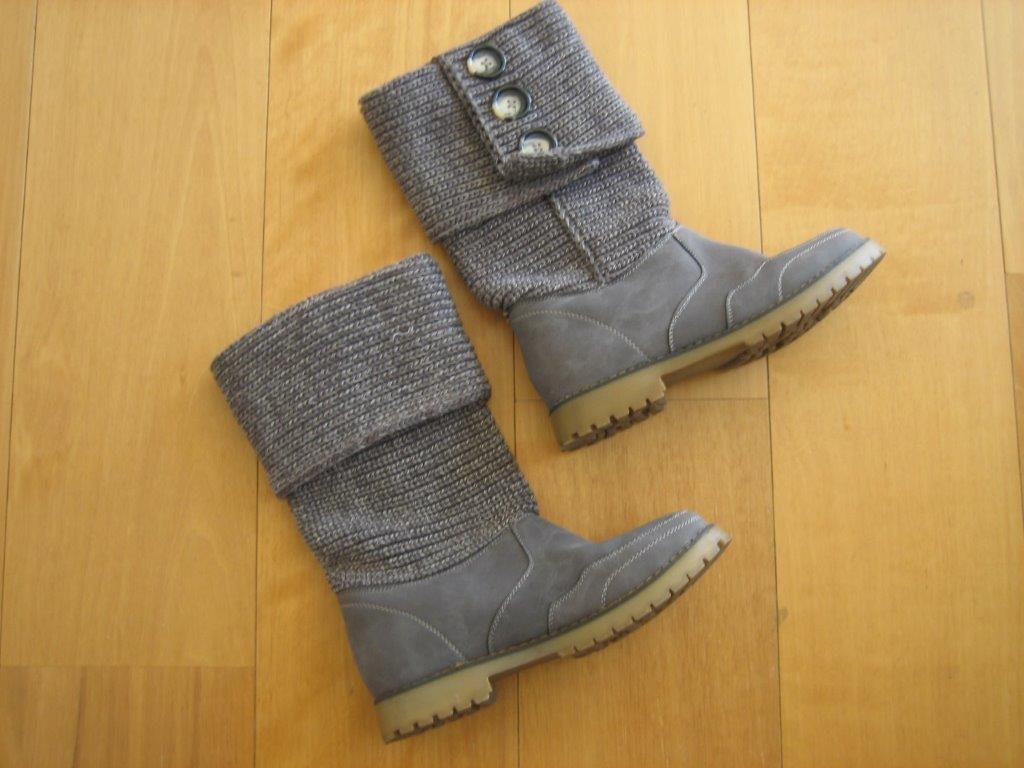 Sportieve grijs leren boots met gebreide schacht 37 SNAZZEYS, Hoge laarzen, Verzenden, Nieuw, Grijs