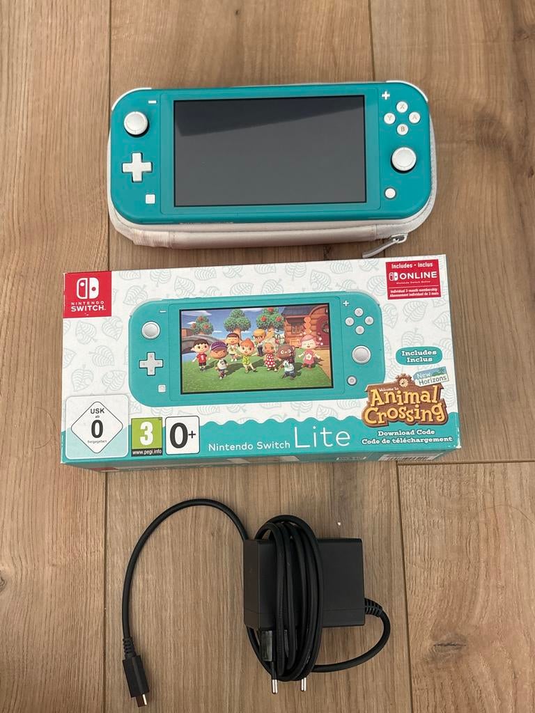 Switch Lite (Turquoise) Animal Crossing: New Horizons Pack +, Spelcomputers en Games, Ophalen of Verzenden, Turquoise, Zo goed als nieuw