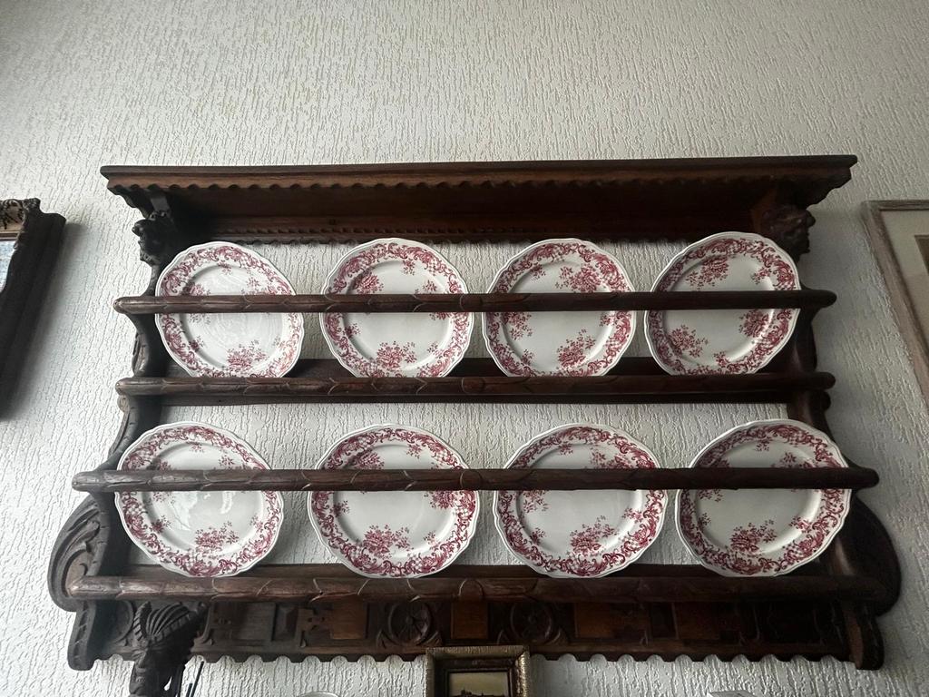 Bordenrek met 8 Villeroy en Boch borden, Antiek en Kunst, Ophalen