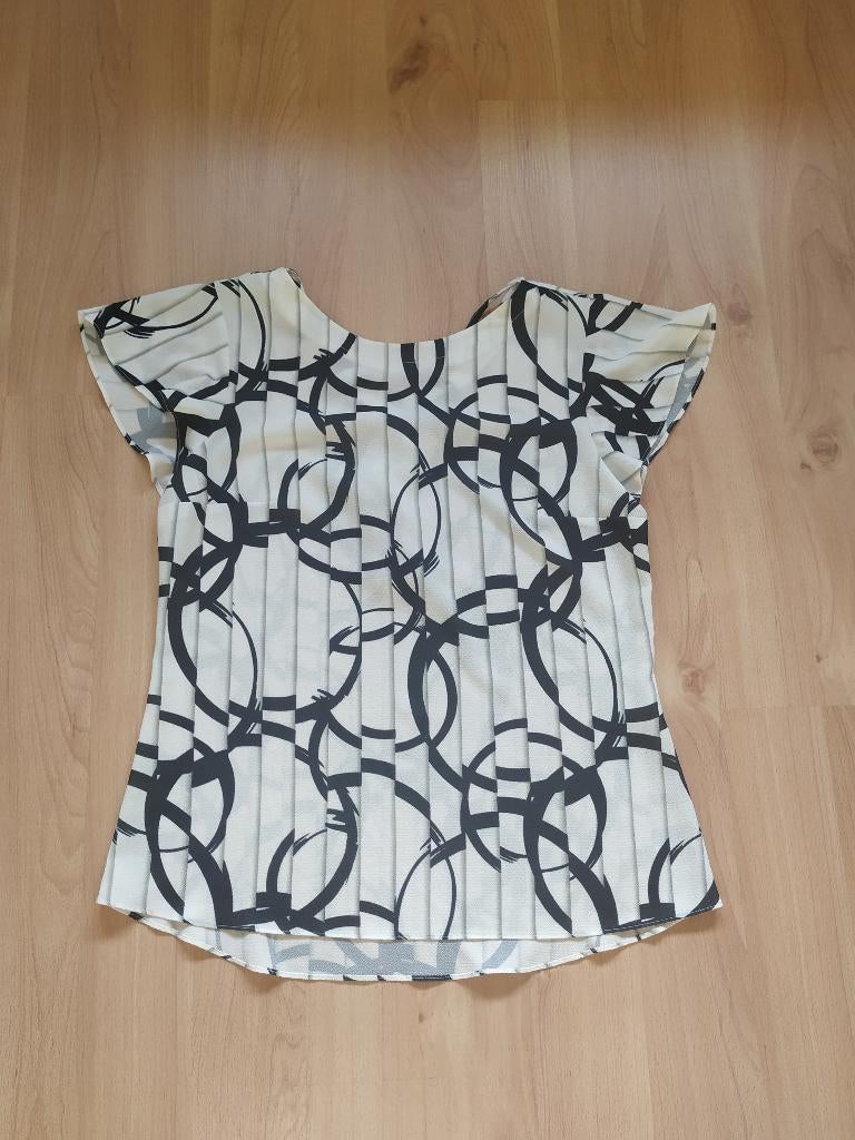 sportief wit/blauw blousje merk Donna Dura maat S, Verzenden, Wit, Donna Dura, Zo goed als nieuw