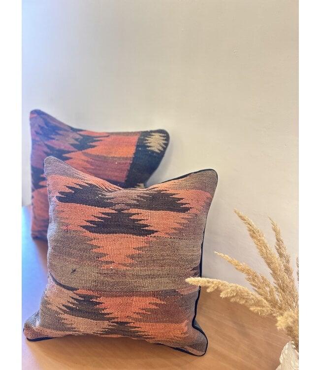 Handgemaakt Kelim Kussenhoes met Vulling - 45x45 cm, Ophalen of Verzenden, Nieuw, Overige kleuren, Vierkant