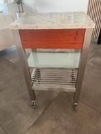 Keukentrolley met marmeren blad en RVS frame, Ophalen, Gebruikt
