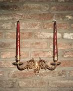 Antieke bronzen dubbelen  piano/wand kandelaar, Antiek en Kunst, Antiek | Kandelaars, Ophalen, Overige materialen