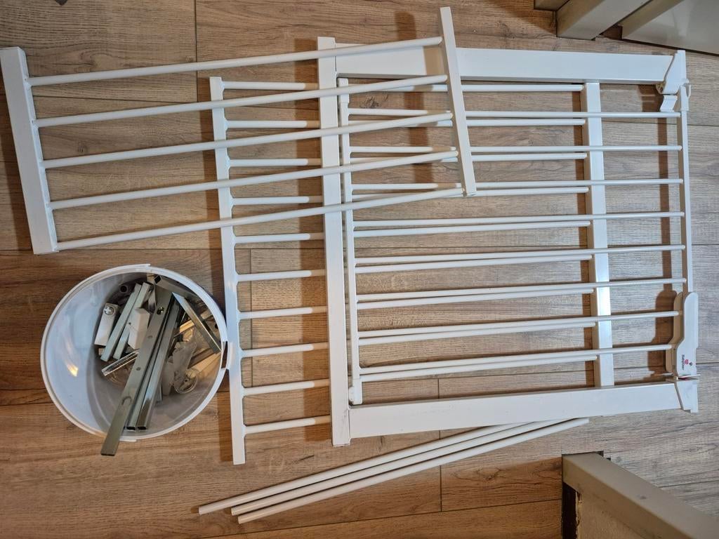 BabyDan Premier Traphekje Wit - Uitbreidbaar, Kinderen en Baby's, Traphekjes, Ophalen, Gebruikt, Metaal of IJzer, 115 cm of meer