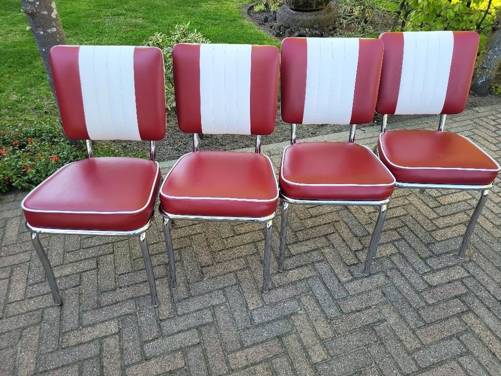 4 Amerikaanse Bel Air diner stoelen CO-24 fifties sixties, Ophalen, Zo goed als nieuw, Amerikaanse fifties sixties retro, Vier