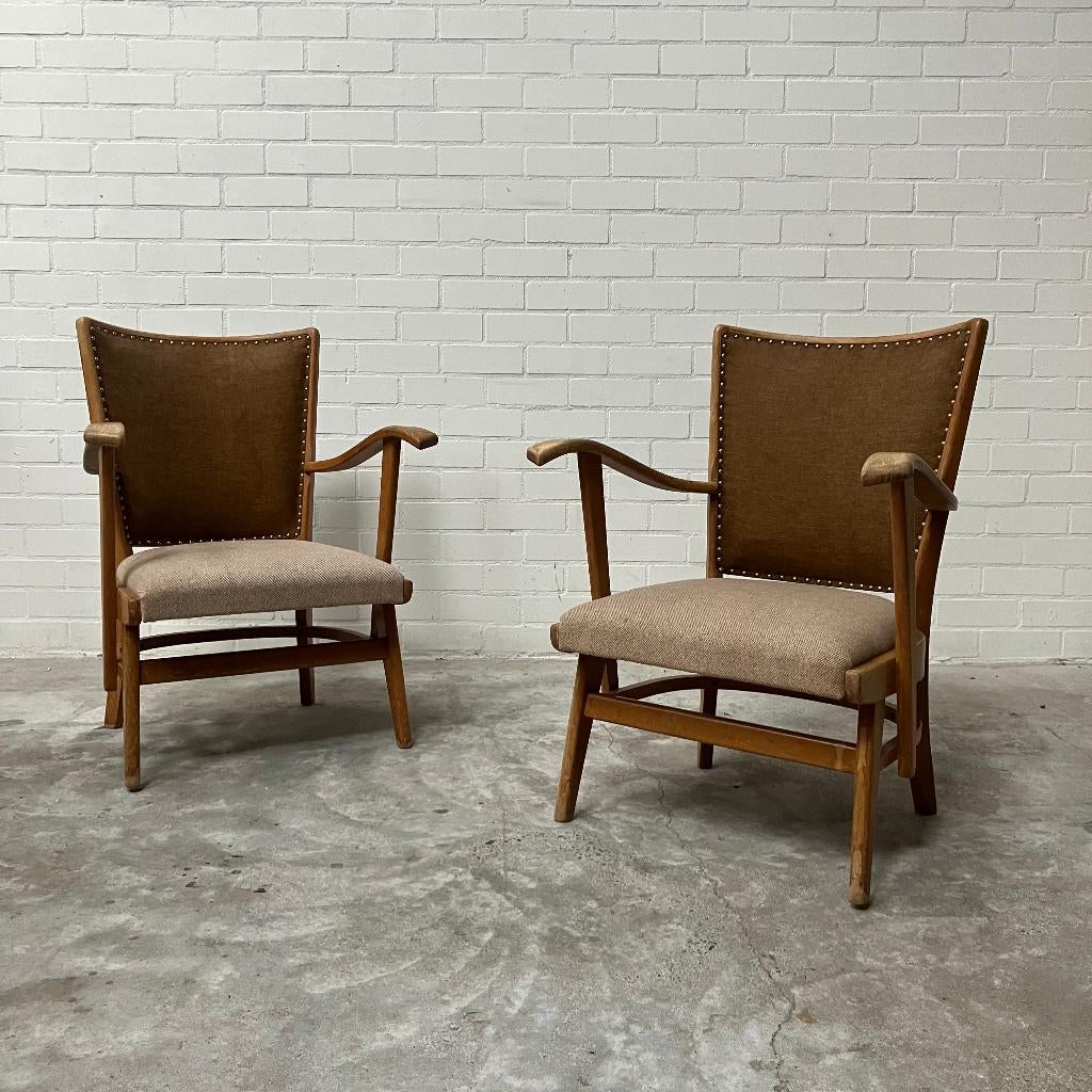 Vintage jaren 60 fauteuils oude stoelen antiek brocante set, Huis en Inrichting, Fauteuils, Ophalen, Gebruikt, 75 tot 100 cm, 50 tot 75 cm