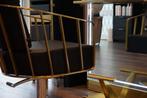 Luxe Kapper Stoel Zwart/Goud Caged-Look, Ophalen, Zo goed als nieuw