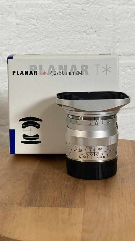 Carl Zeiss Planar T* 50mm f2.0 Leica M zilver, Audio, Tv en Foto, Fotografie | Lenzen en Objectieven, Zo goed als nieuw, Standaardlens