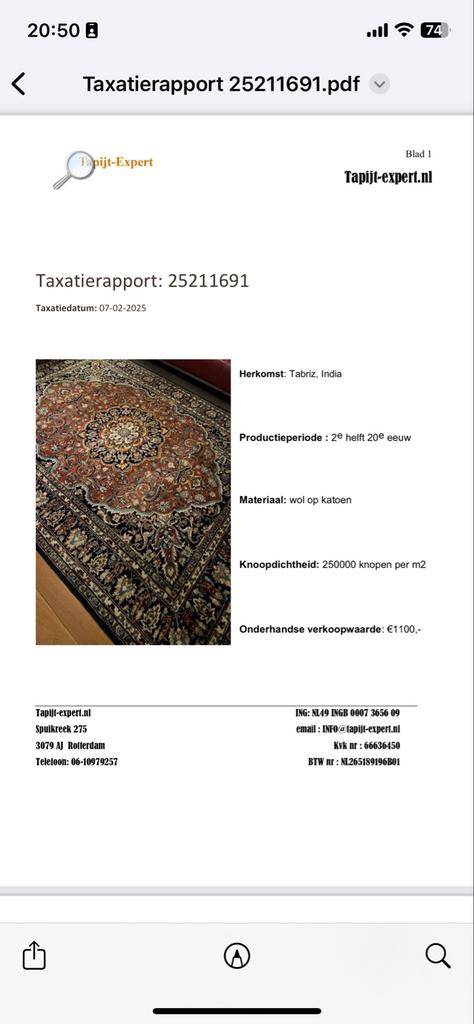 Groot handgeknoopt Perzisch tapijt Tabriz 365x255cm, Ophalen, Gebruikt, 200 cm of meer, Rechthoekig