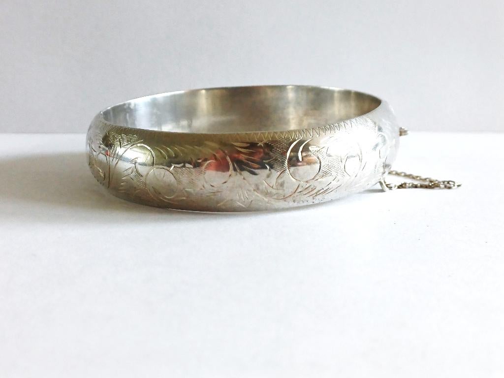 slavenarmband, bangle 835 zilver, 1,5 cm. breed, Sieraden, Tassen en Uiterlijk, Antieke sieraden, Ophalen of Verzenden, Zilver