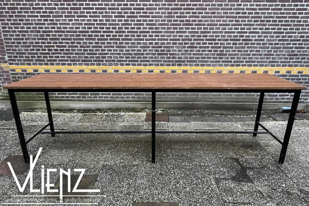 Hoge werktafel ateliertafel staal multiplex werkbank 3,05m, Doe-het-zelf en Verbouw, Werkbanken, Gebruikt, 170 cm of meer, Ophalen