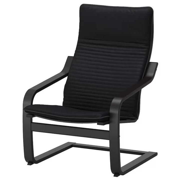 IKEA fauteuil en voetenbank, zwart, Huis en Inrichting, Fauteuils, Zo goed als nieuw, 50 tot 75 cm, 75 tot 100 cm, Ophalen