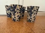 Vintage Societe Ceramique Maastricht Blue Floral Cups, Antiek en Kunst, Antiek | Keramiek en Aardewerk, Ophalen of Verzenden